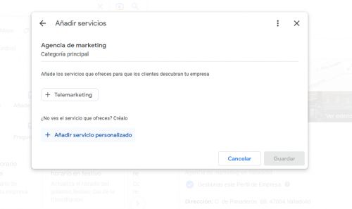 Colocar servicios en la ficha de Google