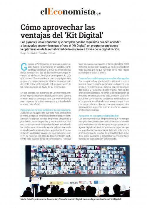 Artículo Kit Digital El Economista   Cosmomedia