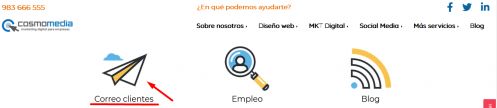 Acceso webmail desde web Cosmomedia