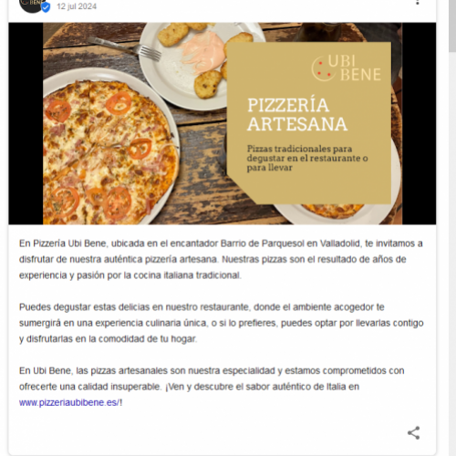Post Restaurante en Google