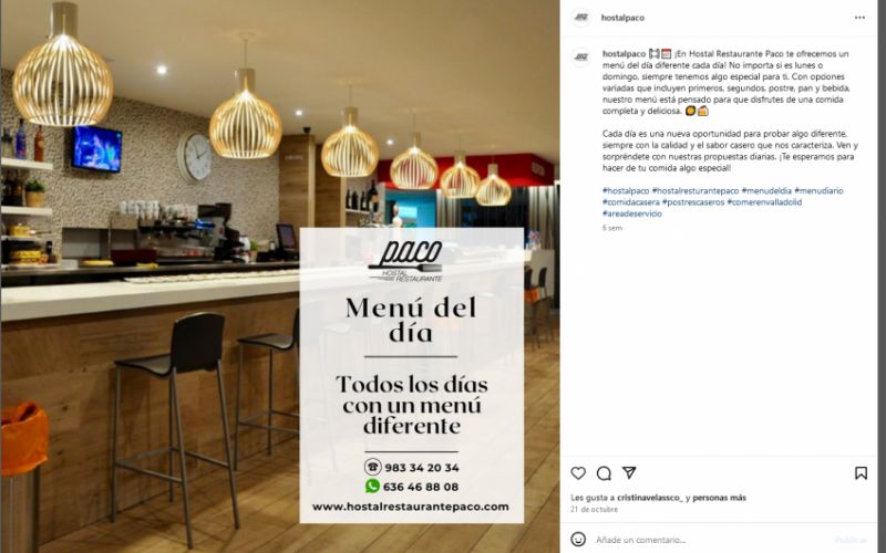 Post Restaurante menús