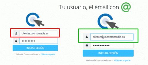 Tu usuario del webmail es el correo completo, con arroba