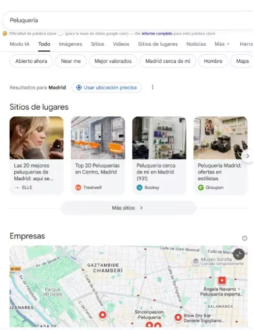 Ejemplo de resultado en peluquería