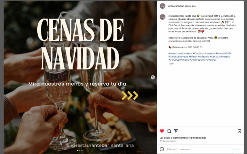 Post para restaurante en Carrusel para Instagram