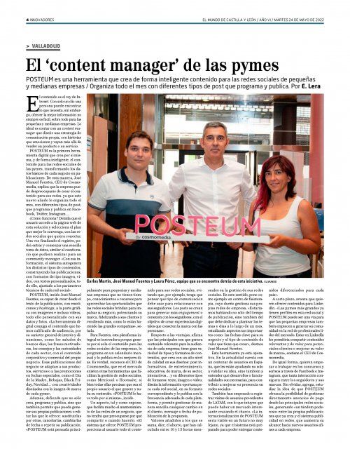 El Mundo de CyL   POSTEUM, el content manager de las pymes