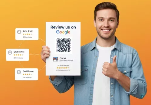 Perfil de empresa en Google mostrando valoraciones de cinco estrellas y comentarios positivos.