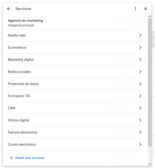 Publicar servicios en la ficha de Google