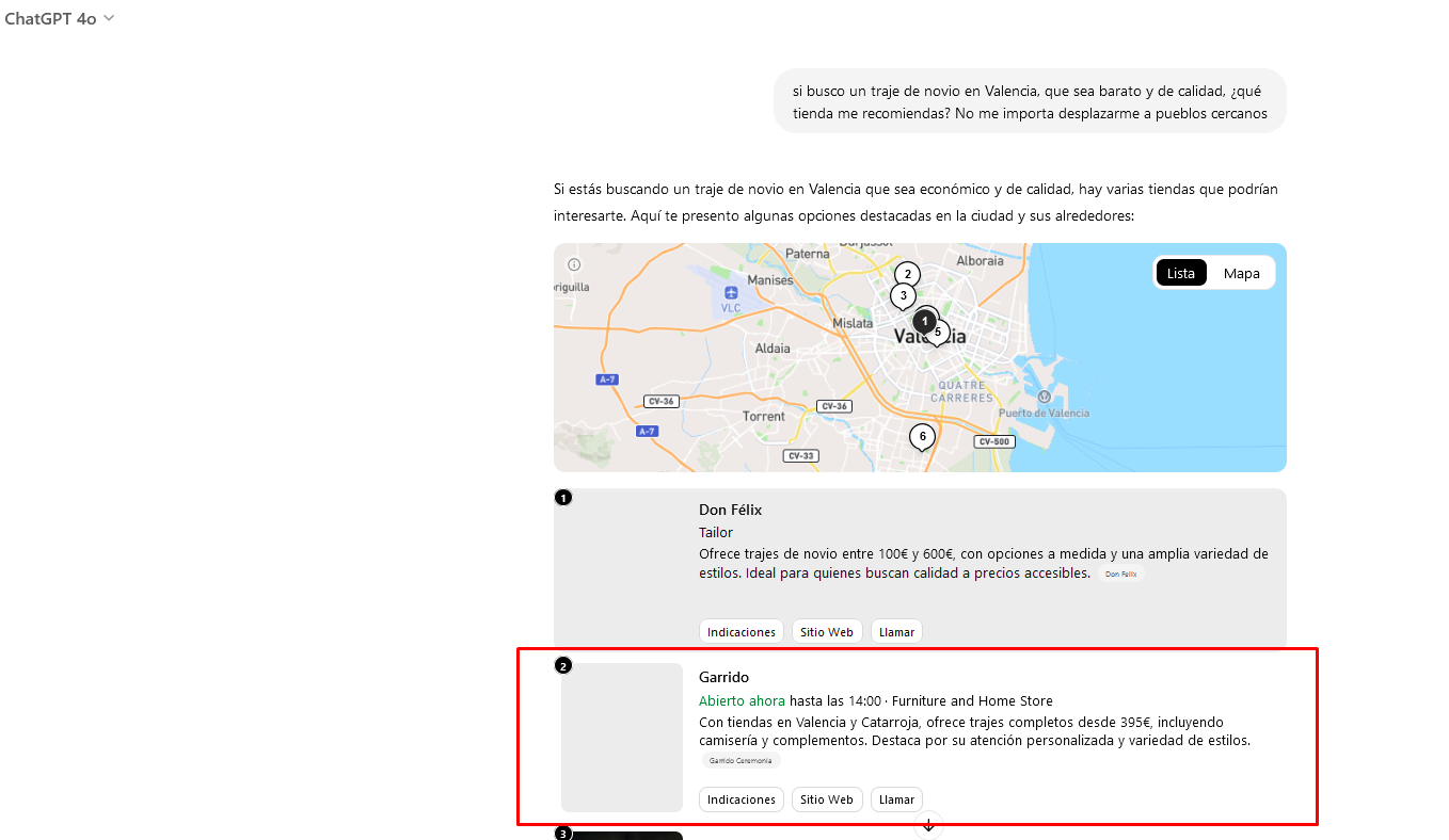 Ejemplos de empresas que salen en ChatGPT   Posicionamiento GEO Garrido