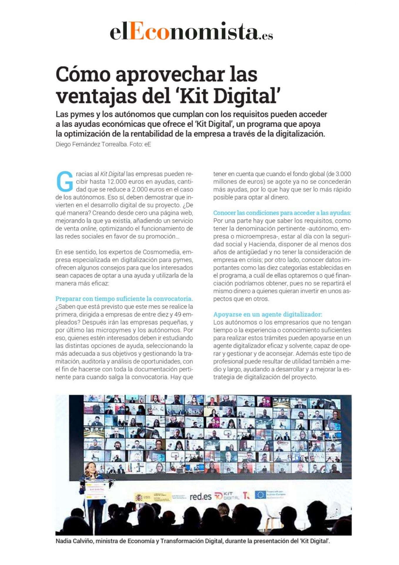 Artículo Kit Digital El Economista - Cosmomedia