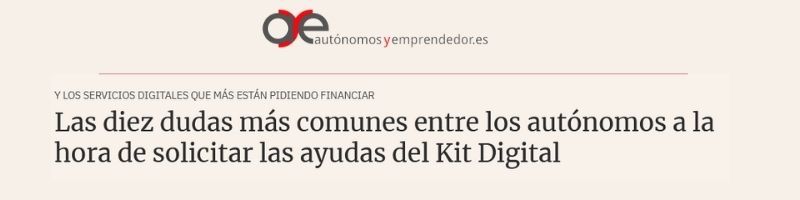 Dudas Kit Digital Autónomos y Emprendedores