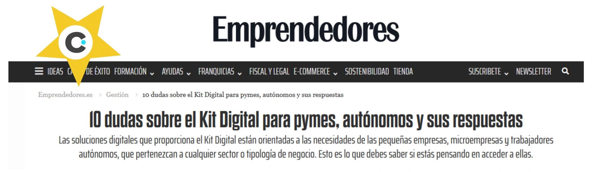 Dudas del Kit Digital - Publicación de Emprendedores