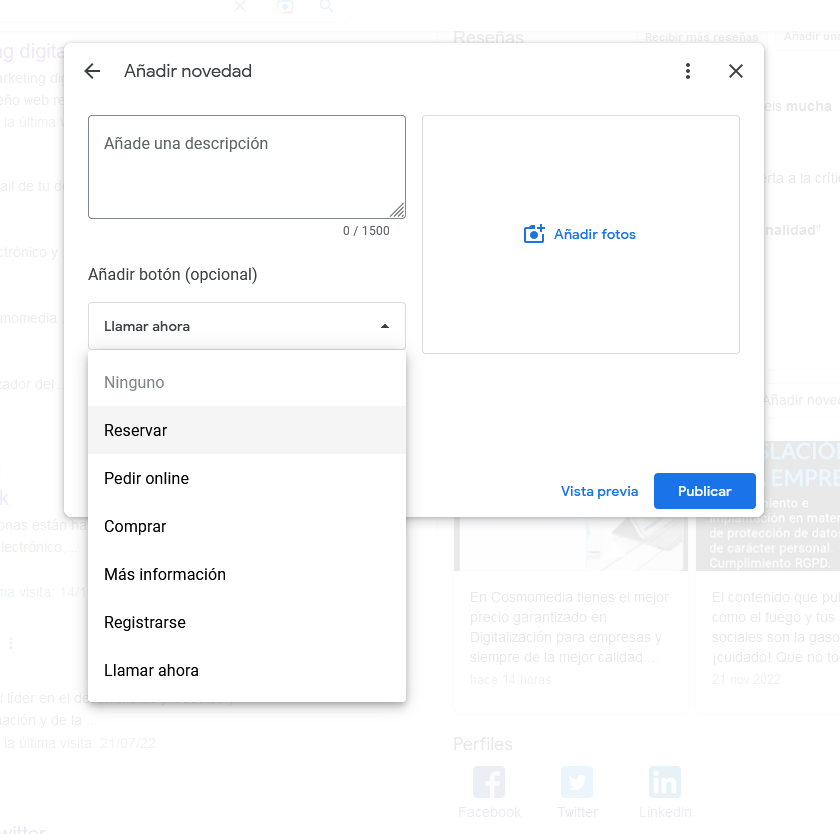 Publicaciones en Google Business Profile