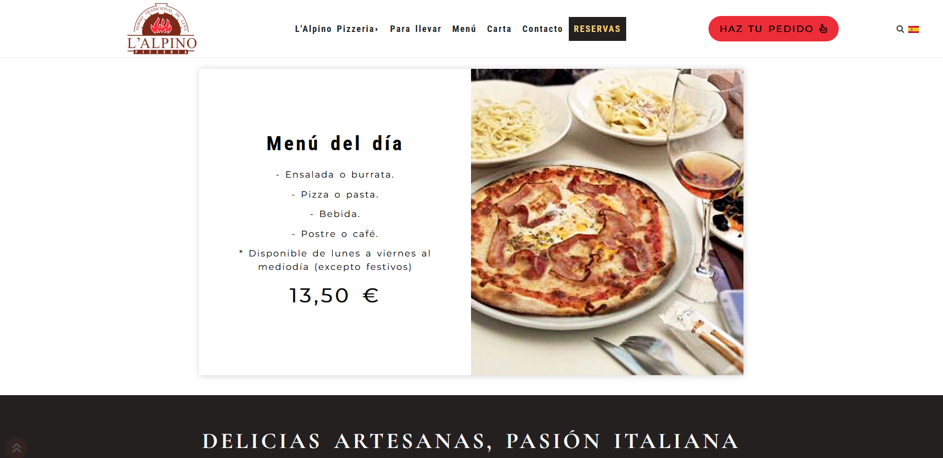 Diseño de página web Restaurante italiano Alpino