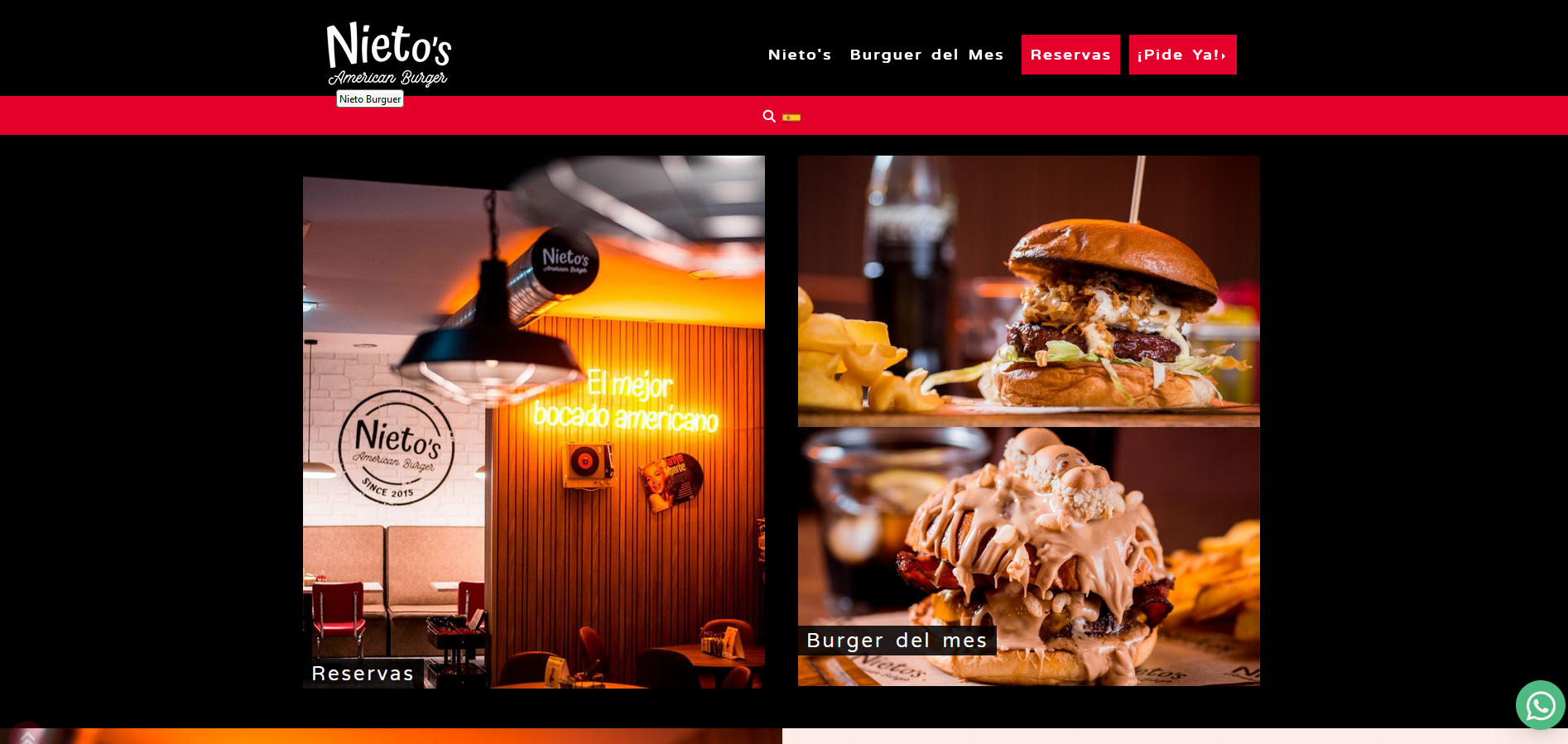 Diseño Página web de restaurante hamburguesería Nieto
