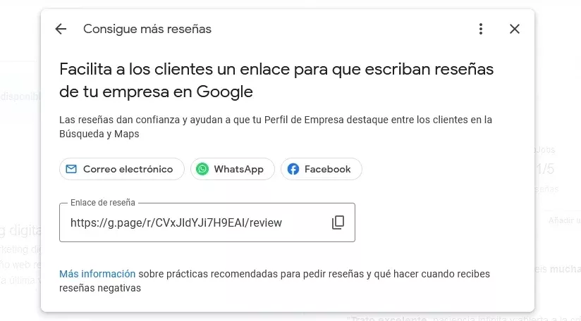 Rese&ntilde;as en Google Business Profile