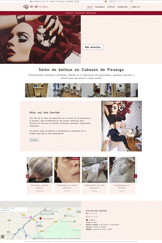 Vista web de Ana Garrido Estilistas